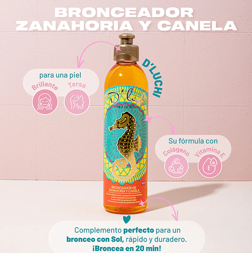 D'Luchi Carrot & Cinnamon Tanning Oil 250ml Bronzing Lotion Bronceador Zanahoria